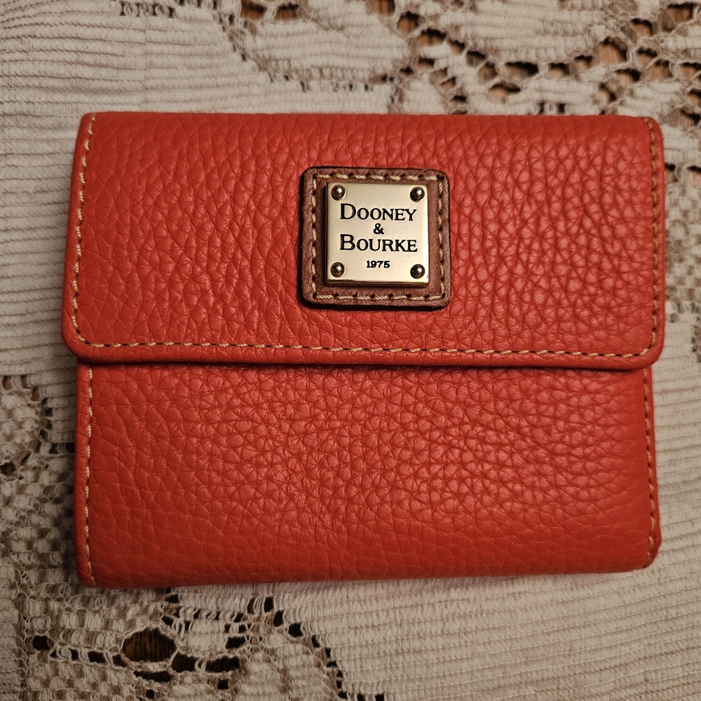 Dooney & Bourke Orange Pebble Leather Wallet
